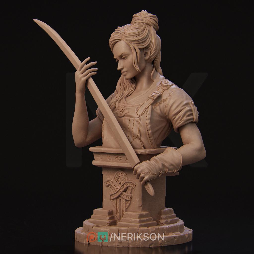 Lara the Swordsmith Bust | Collectible Bust Statue Miniature | by Nerikson