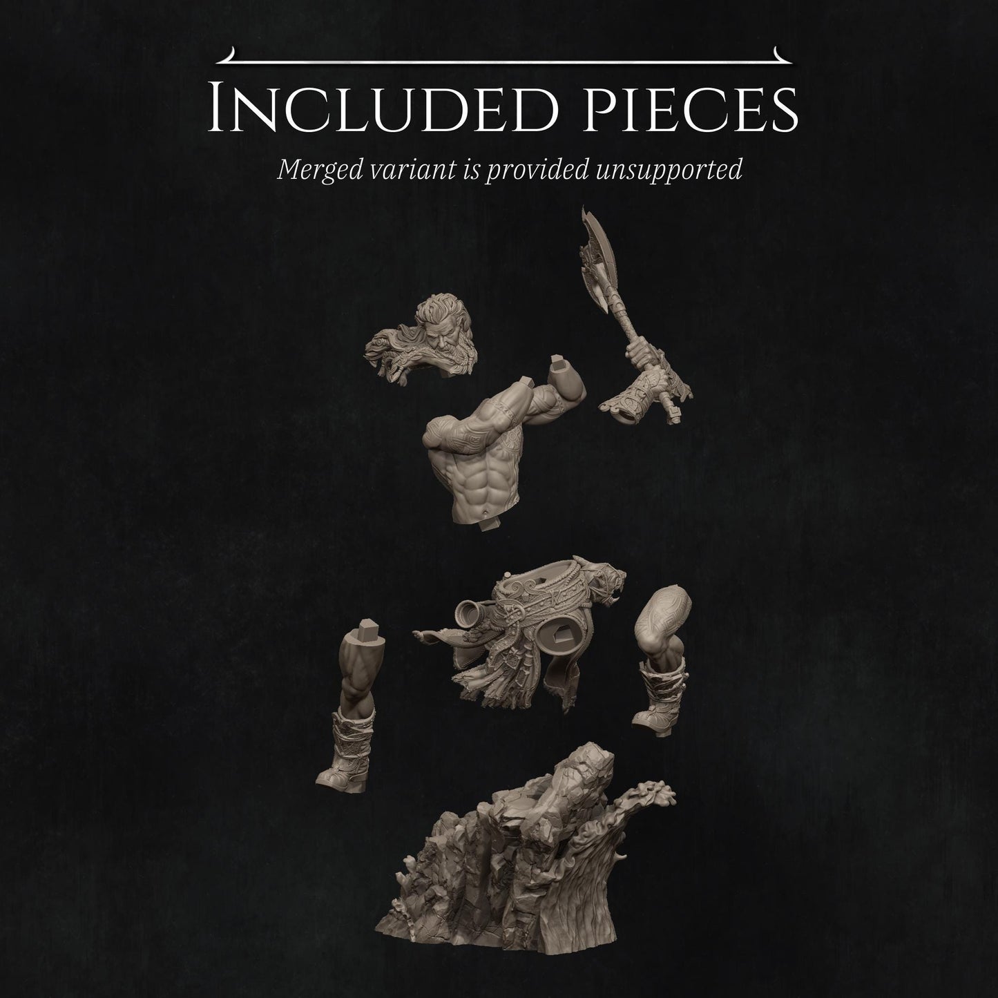 Ivar the Runic Warrior | DnD Norse Mythology Warrior Berserker Collectible Miniature Statue | 75mm / 140mm | by Nerikson