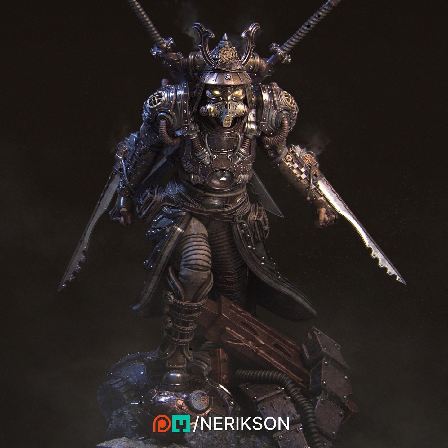 Naojiri the Steampunk Pirate | DnD Artificer Rogue Collectible Miniature | 35mm / 75mm | by Nerikson