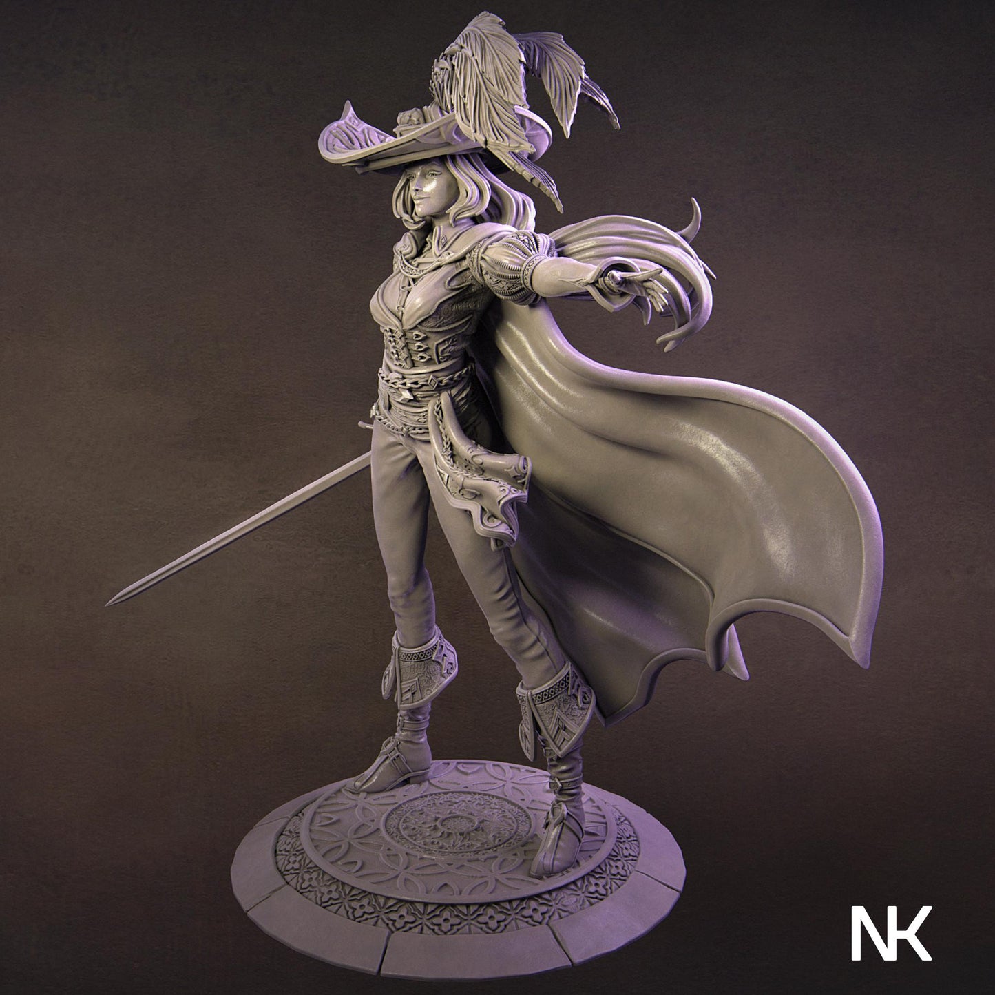 Elle the Musketeer | DnD Female Fighter Warrior Collectible Miniature Statue | 75mm / 140mm | by Nerikson