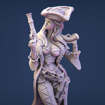 Anne the Pirate Captain | DnD Female Thief Rogue Collectible Miniature | 32mm / 75mm | by Nerikson