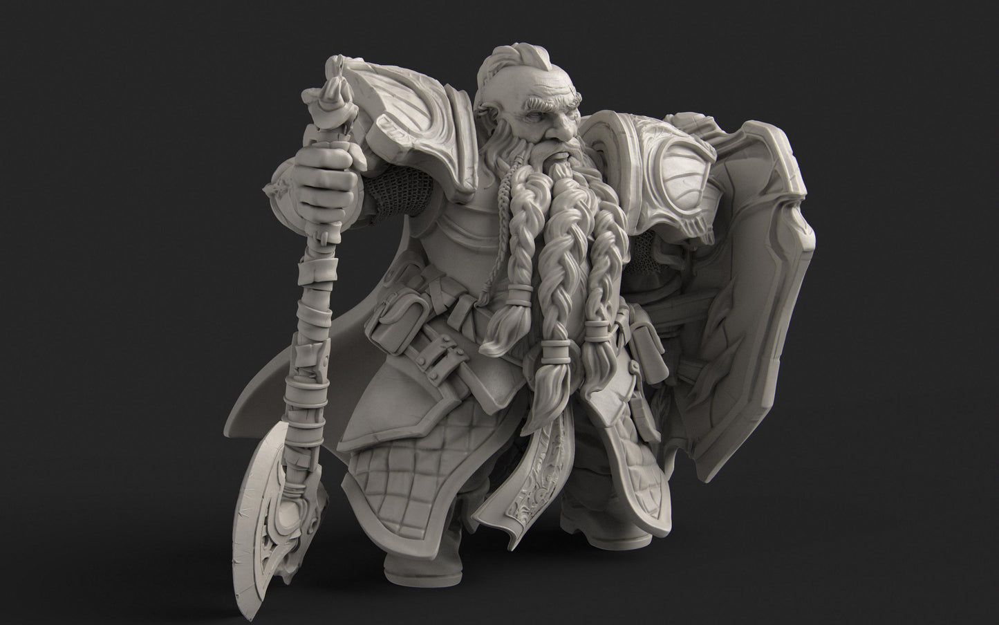 Dwarf Fighter | DnD Dwarf Knight Collectible Miniature | 32mm / 75mm | by Nerikson