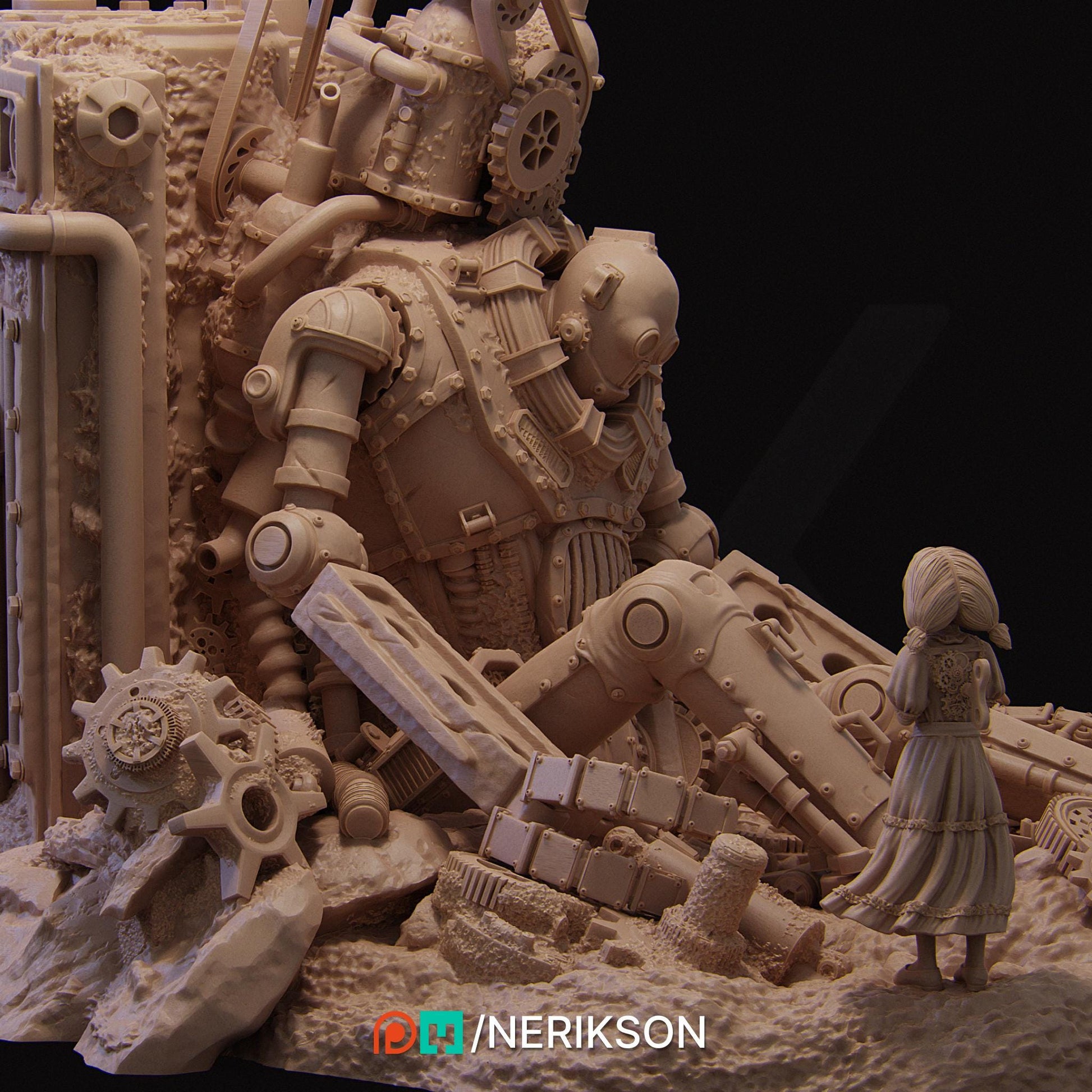 The Abandoned Robot | Steampunk Clockpunk Collectible Resin Diorama | by Nerikson