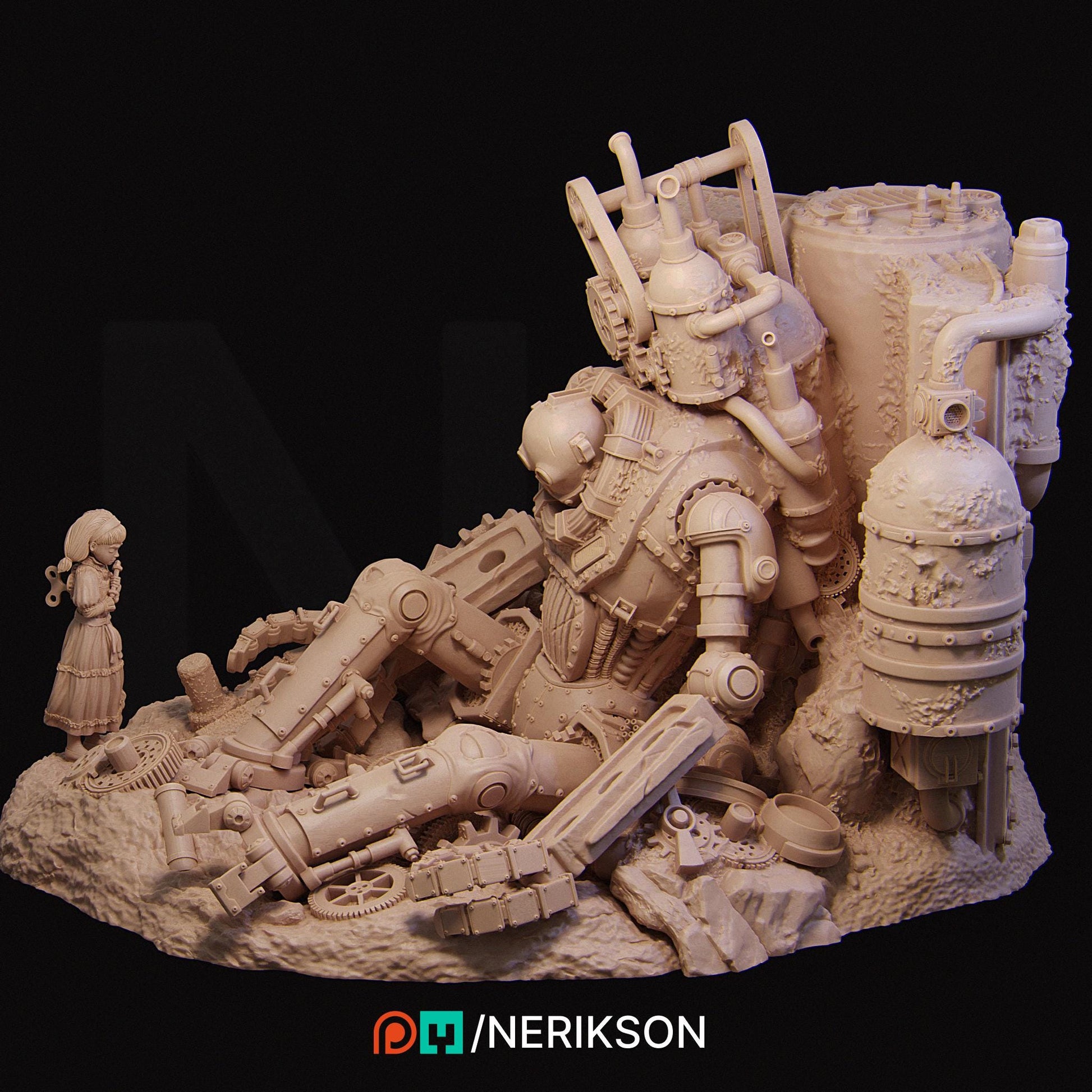 The Abandoned Robot | Steampunk Clockpunk Collectible Resin Diorama | by Nerikson