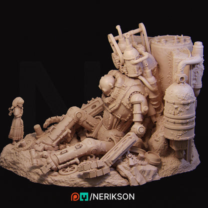 The Abandoned Robot | Steampunk Clockpunk Collectible Resin Diorama | by Nerikson