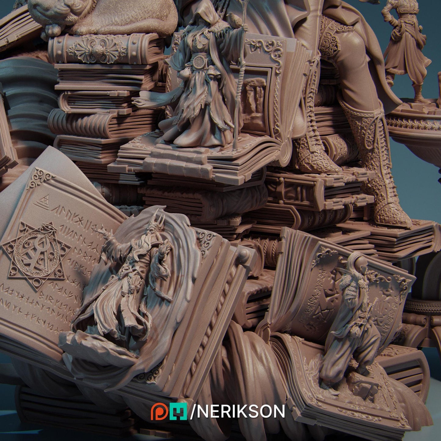 Orinthia the Magical Librarian Diorama | Fantasy Storyteller Collectible Resin Diorama | by Nerikson