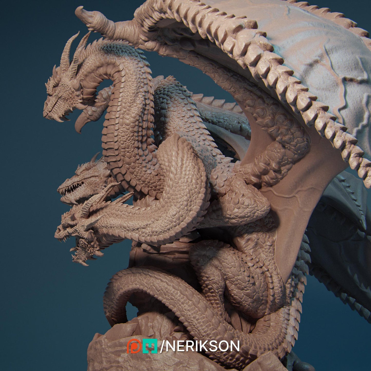 Zmei, the Three-headed Dragon | Fantasy Large Collectible Resin Dragon Miniature Garage Kit | by Nerikson