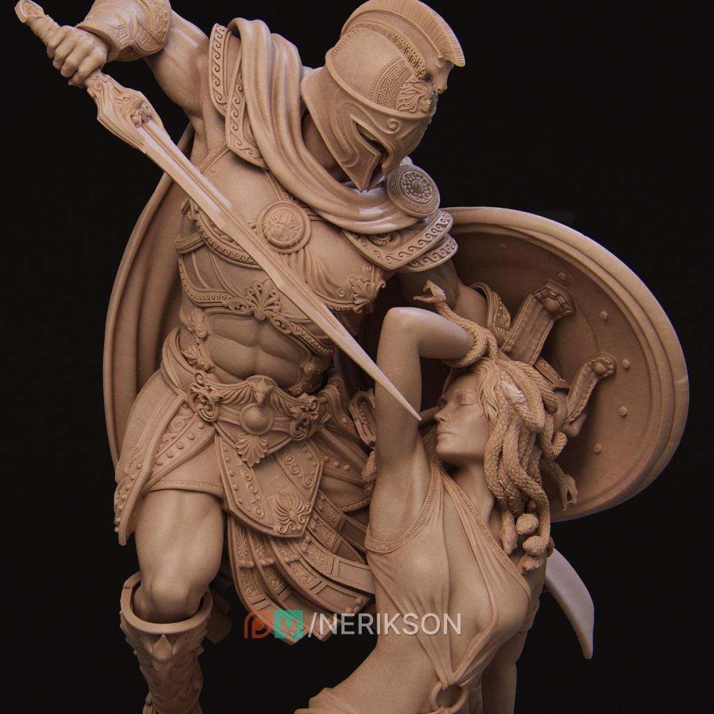 Medusa and Perseus | Fantasy Greek Mythology Gorgon Collectible Resin Diorama | by Nerikson