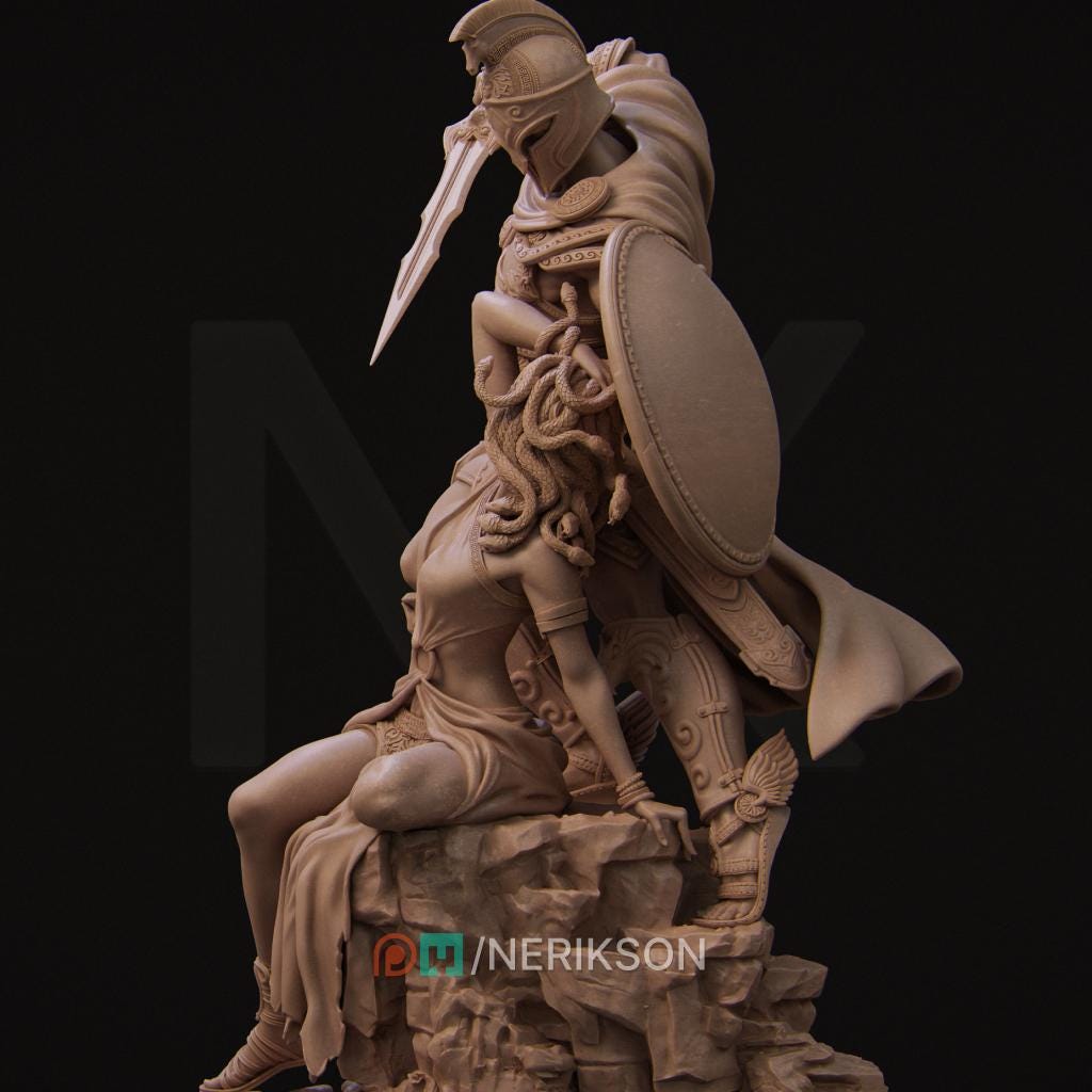 Medusa and Perseus | Fantasy Greek Mythology Gorgon Collectible Resin Diorama | by Nerikson