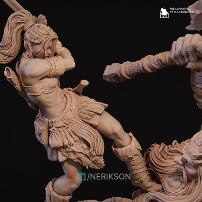Lia vs the Giant | Fantasy Collectible Resin Diorama | by Nerikson