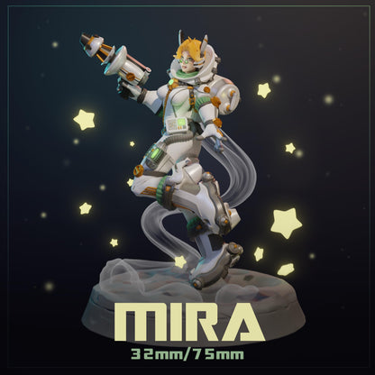 Mira | Female Retro Astronaut Collectible Pin-up Miniature | 32mm / 75mm | by Dungeons & Maidens