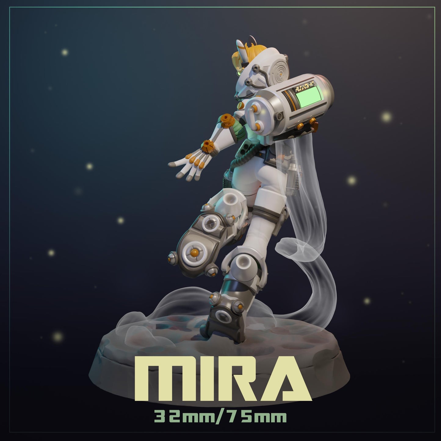Mira | Female Retro Astronaut Collectible Pin-up Miniature | 32mm / 75mm | by Dungeons & Maidens