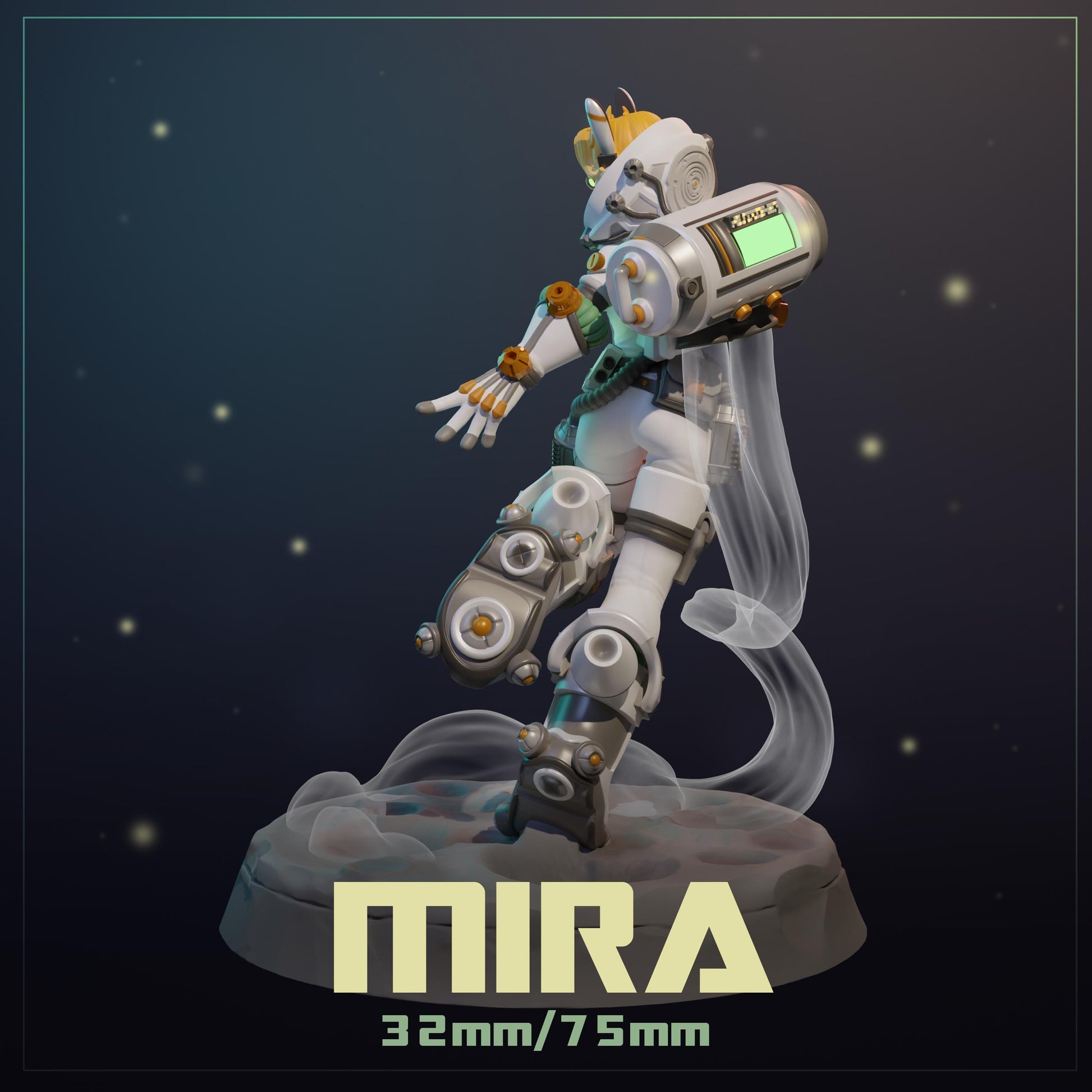 Mira | Female Retro Astronaut Collectible Pin-up Miniature | 32mm / 75mm | by Dungeons & Maidens