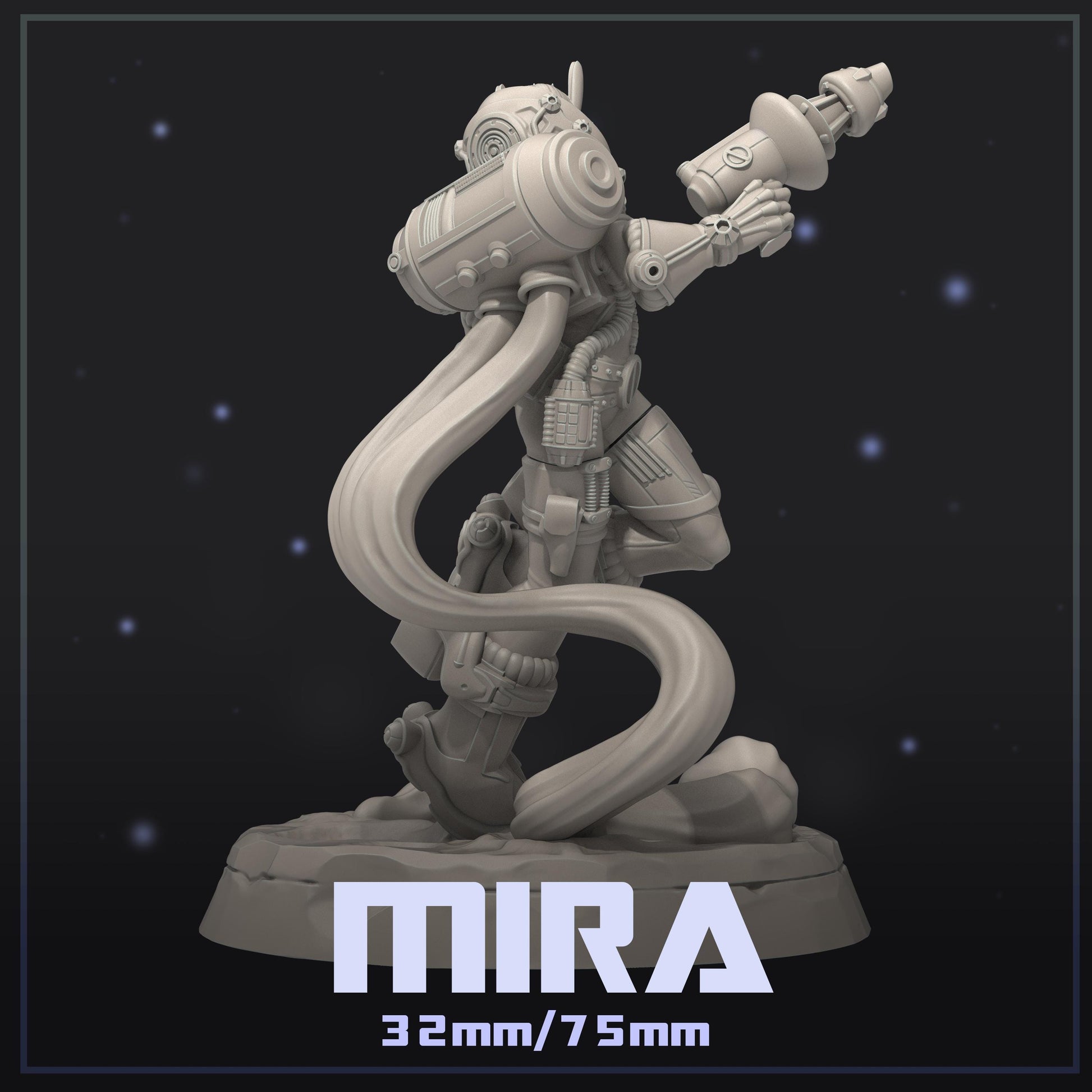 Mira | Female Retro Astronaut Collectible Pin-up Miniature | 32mm / 75mm | by Dungeons & Maidens