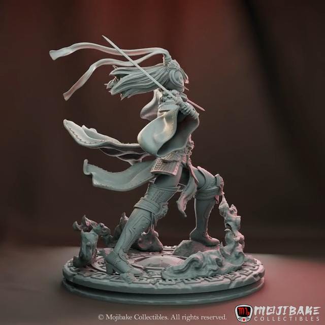Li Mei, the Blades of Harmony | Female Wuxia Collectible Resin Miniature Statue | 75mm | by Mojibake Collectibles