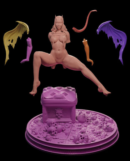 Wings of Hell - Red | Female Fantasy Demon succubus Collectible Resin Pin-up Miniature Statue | by Post Prints