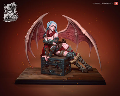 Izel the Barbarian Succubus | DnD Female Demoness Collectible Pinup Miniature | 54mm / 75mm | by RoninArtsWorkshop