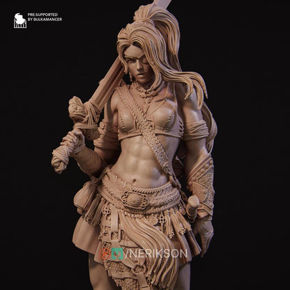 Lia the Barbarian | Female Fantasy Fighter Barbarian Collectible Miniature Statue | 75mm / 140mm | by Nerikson