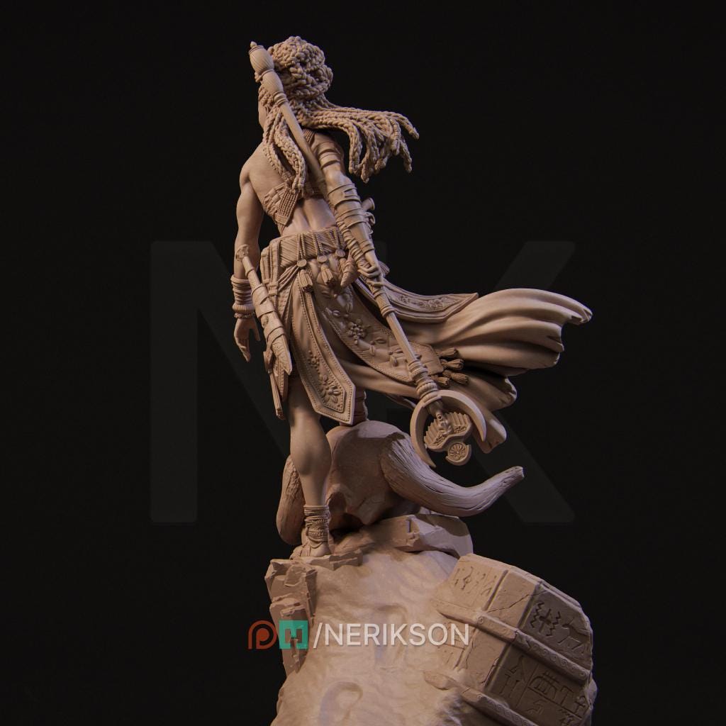 Elzebe the Warrior Queen | Female Fantasy Warrior Fighter Collectible Miniature Statue | 75mm / 140mm | by Nerikson