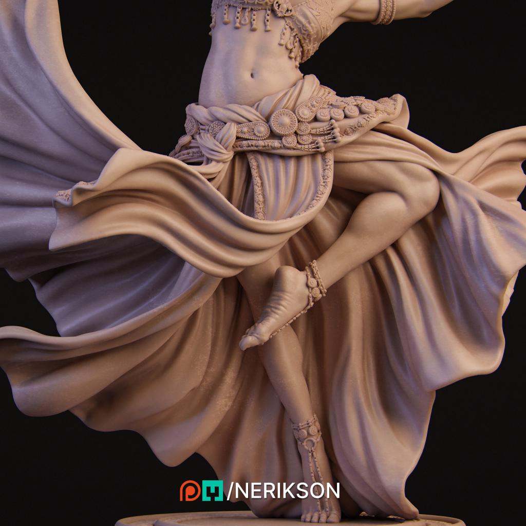 Sound of Night | Female Belly Dancer Collectible Miniature Statue | 75mm / 140mm | by Nerikson