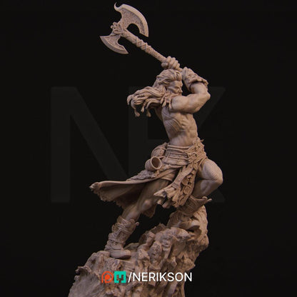 Ivar the Runic Warrior | DnD Norse Mythology Warrior Berserker Collectible Miniature Statue | 75mm / 140mm | by Nerikson