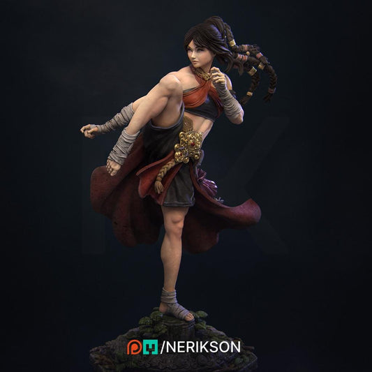 Jingwei the Monk | Female Fighter Collectible Miniature Statue | 75mm / 140mm | by Nerikson