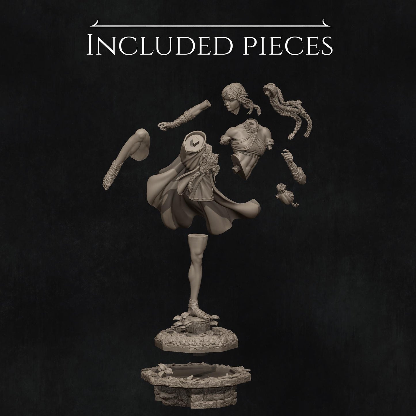 Jingwei the Monk | Female Fighter Collectible Miniature Statue | 75mm / 140mm | by Nerikson