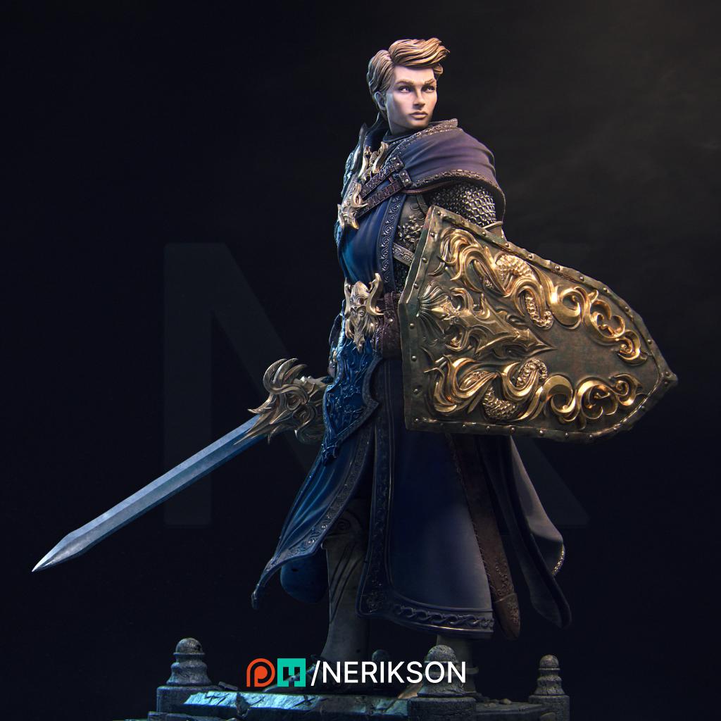 Aaron the Paladin | Fantasy Fighter Knight Collectible Miniature Statue | 75mm / 140mm | by Nerikson