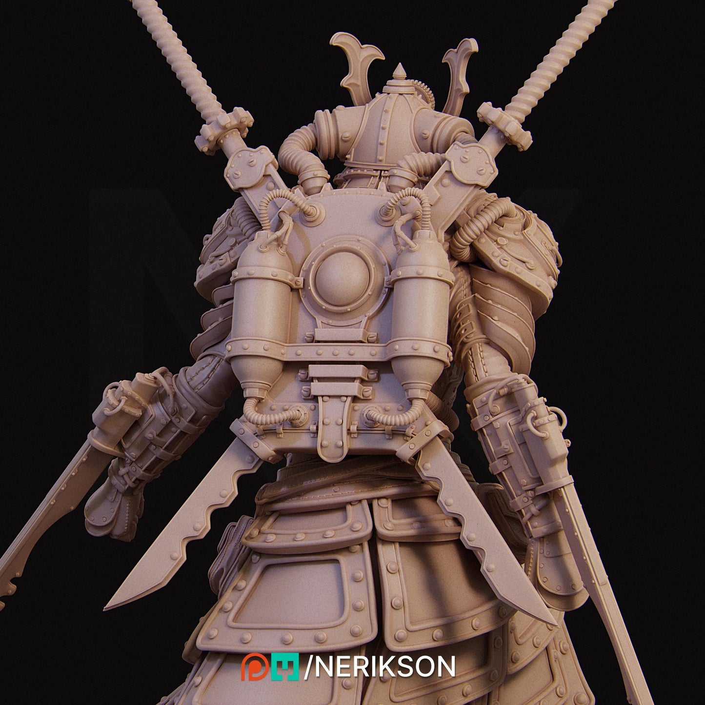 Naojiri the Steampunk Pirate | DnD Artificer Rogue Collectible Miniature | 35mm / 75mm | by Nerikson