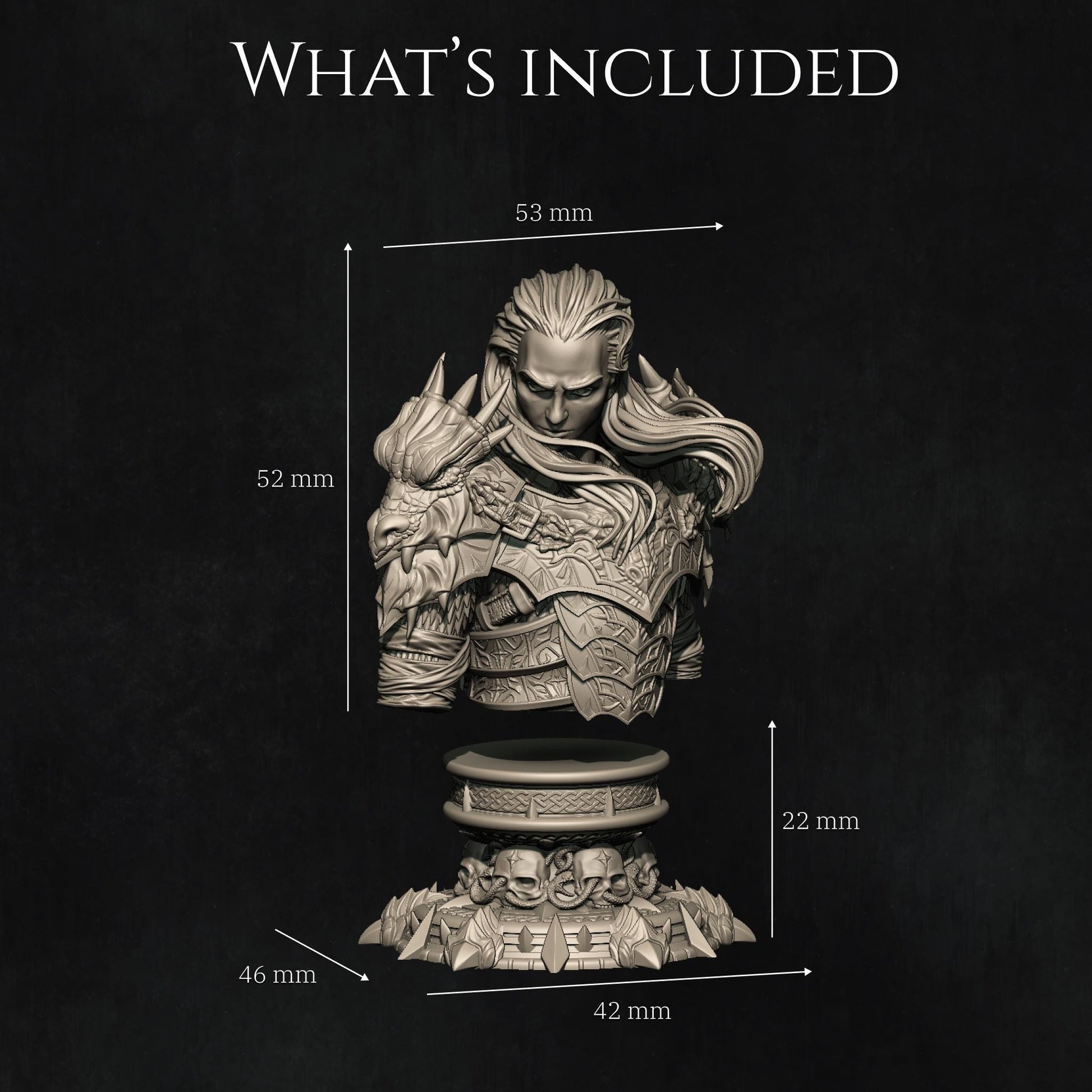Reving the Dragon Knight Bust | Collectible Fantasy Bust Statue Miniature | by Nerikson