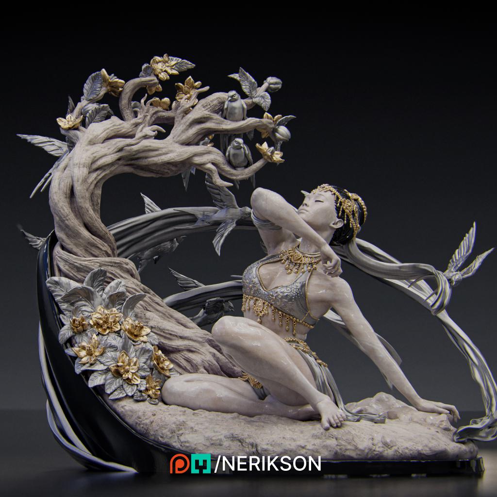 Spring Diorama | Collectible 3D Printed Four Seasons Statue | by Nerikson