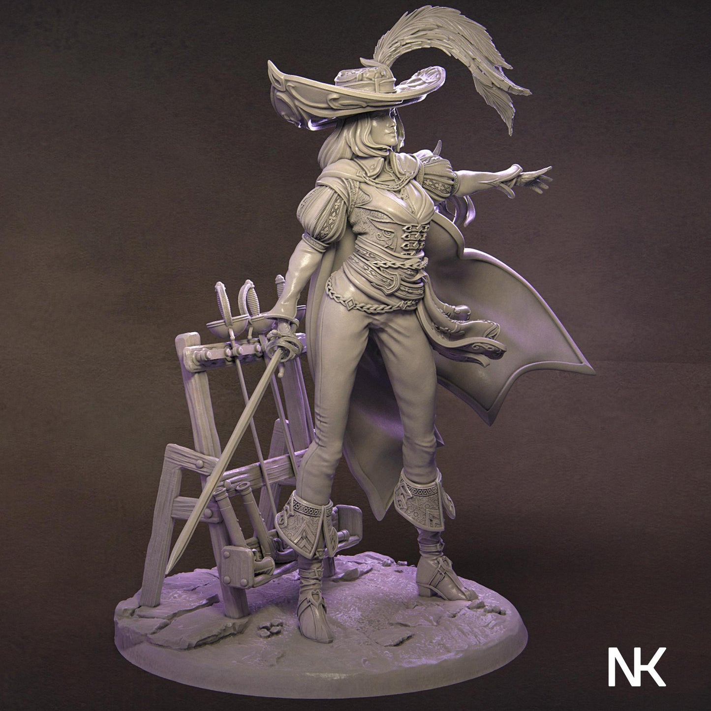 Elle the Musketeer | DnD Female Fighter Warrior Collectible Miniature Statue | 75mm / 140mm | by Nerikson