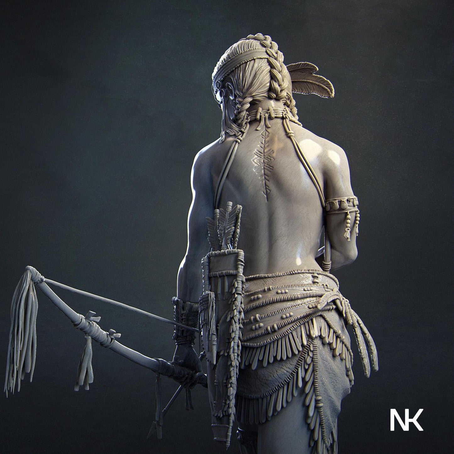 Kora, Tribal Warrior | DnD Female Fighter Collectible Miniature Statue | 75mm / 140mm | by Nerikson