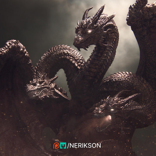 Zmei, the Three-headed Dragon | Fantasy Large Collectible Resin Dragon Miniature Garage Kit | by Nerikson