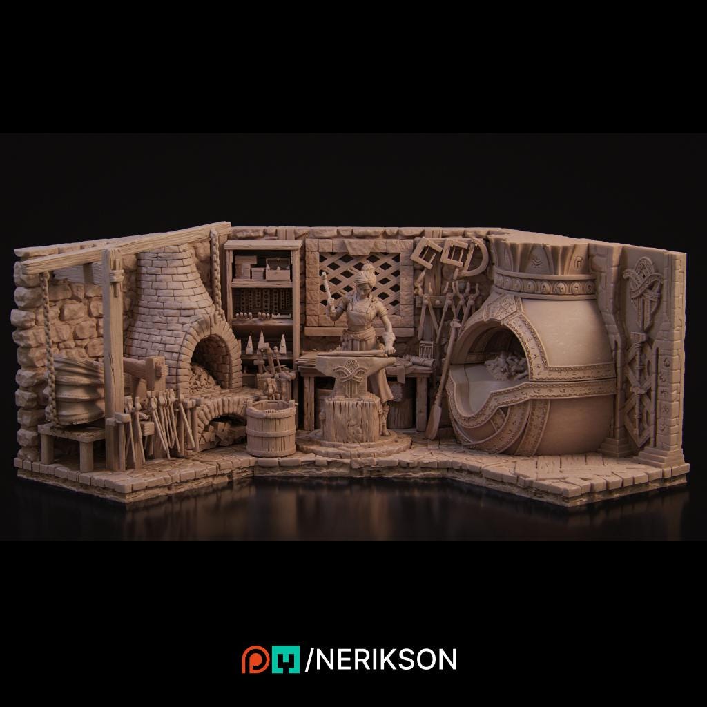 Lara the Blacksmith Diorama | Fantasy Female Collectible Resin Diorama | by Nerikson