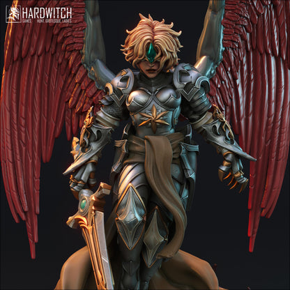 Alafuriel Minos | DnD Female Fantasy Angel Knight Pin Up collectible Miniature | 32mm / 75mm | by Hardwitch Games