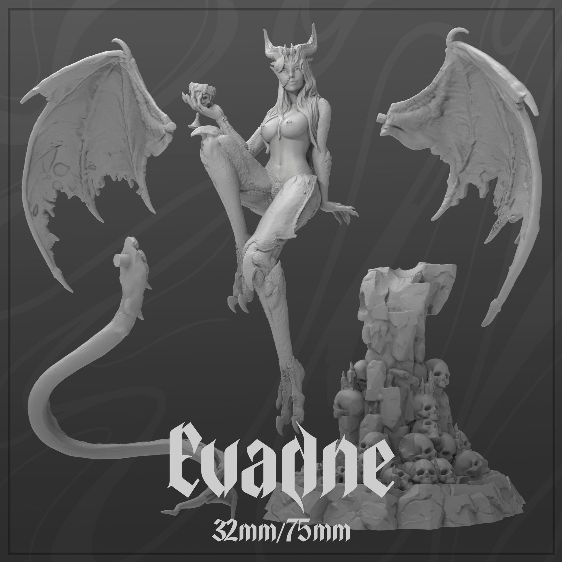 Evadne | Female Demon Lord Succubus Collectible Pin-up Miniature | 32mm / 75mm | by Dungeons & Maidens