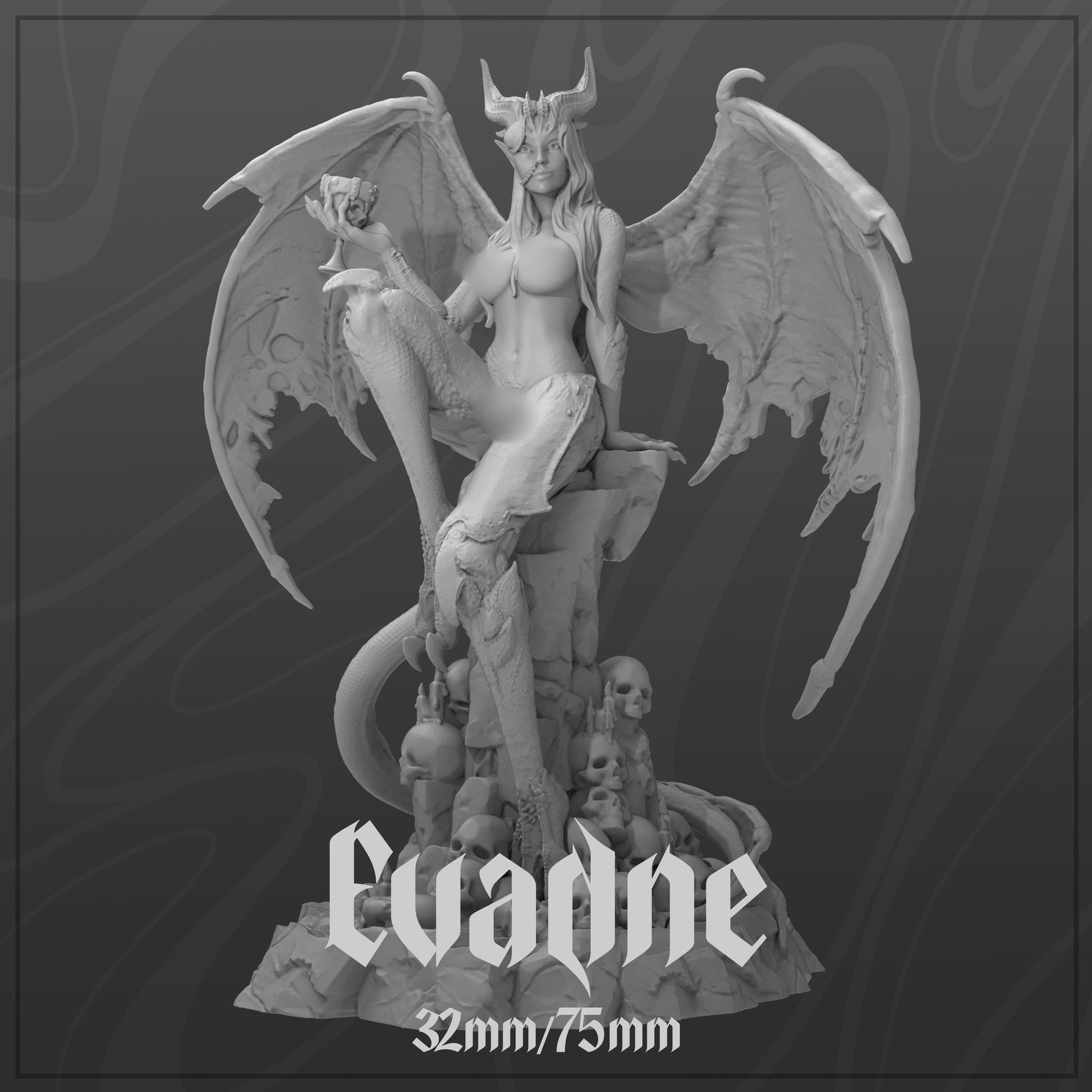 Evadne | Female Demon Lord Succubus Collectible Pin-up Miniature | 32mm / 75mm | by Dungeons & Maidens