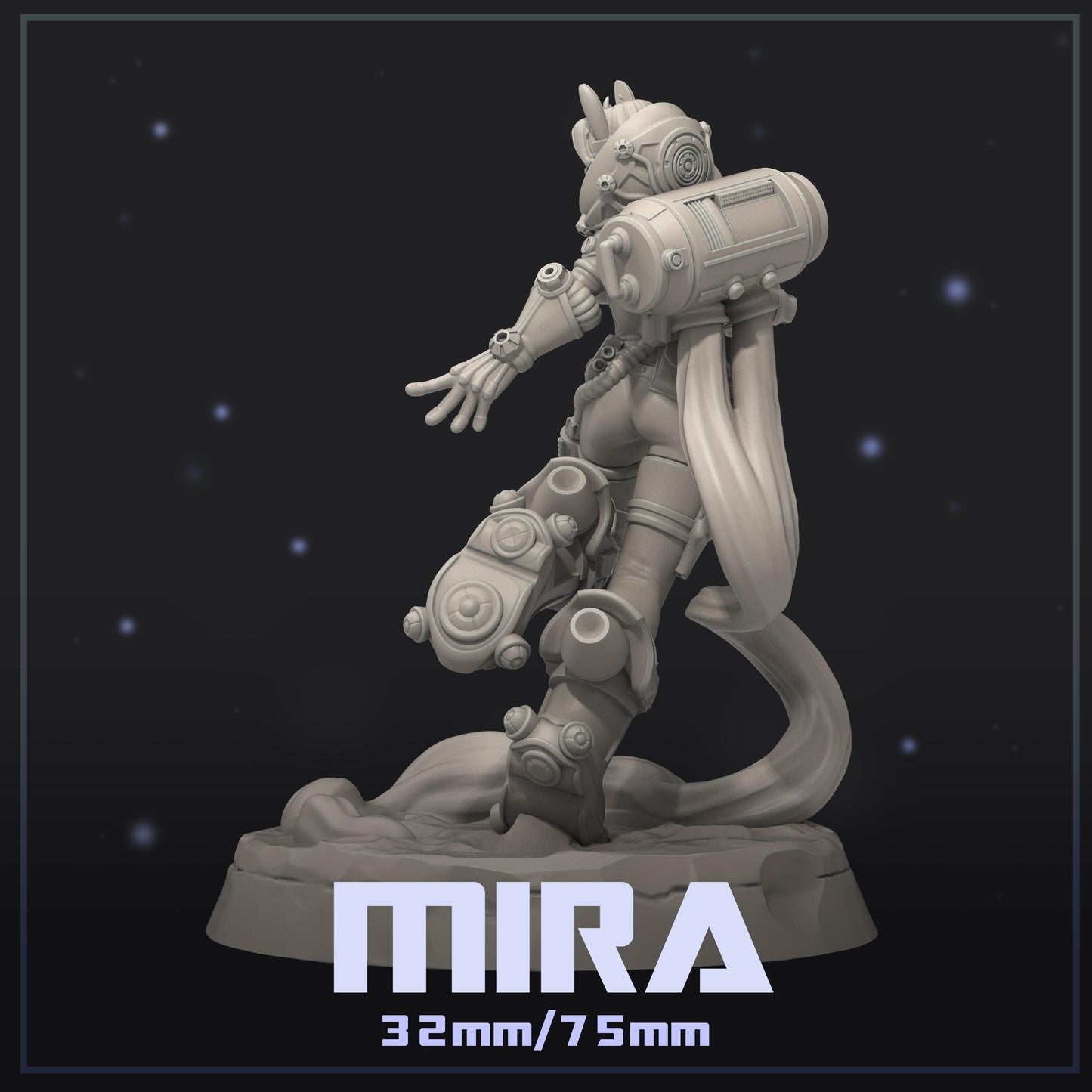 Mira | Female Retro Astronaut Collectible Pin-up Miniature | 32mm / 75mm | by Dungeons & Maidens