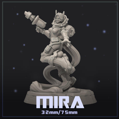 Mira | Female Retro Astronaut Collectible Pin-up Miniature | 32mm / 75mm | by Dungeons & Maidens