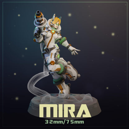 Mira | Female Retro Astronaut Collectible Pin-up Miniature | 32mm / 75mm | by Dungeons & Maidens