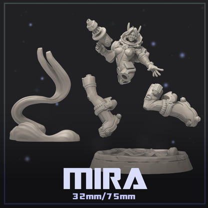 Mira | Female Retro Astronaut Collectible Pin-up Miniature | 32mm / 75mm | by Dungeons & Maidens