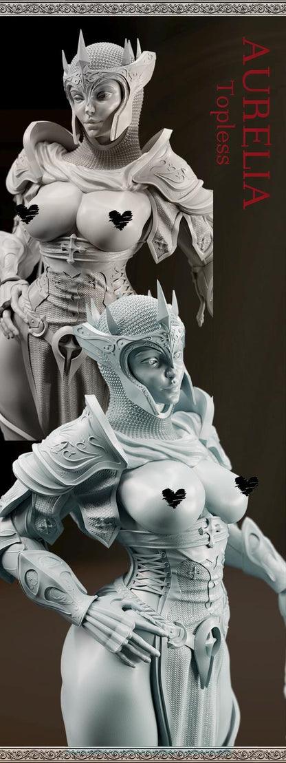 Aurelia, the Templar Queen | DnD Female Human Paladin Knight Collectible Tabletop Miniature statue | 40mm / 75mm | by Goomer